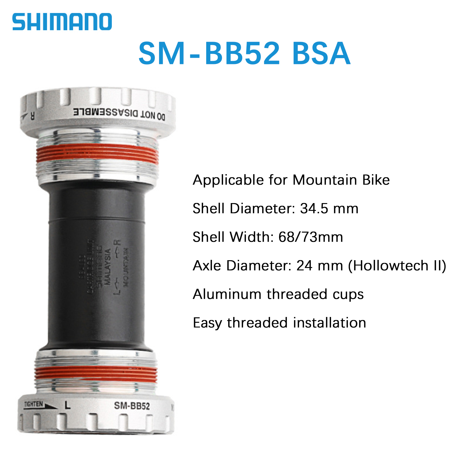 Shimano XT DEORE ULTEGRA TIAGRA Bottom Bracket HOLLOWTECH II Threaded Press Fit - Picture 13 of 34