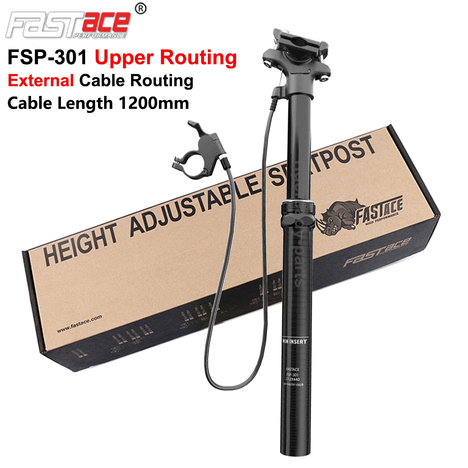 FASTace Bike Dropper Post Seatpost 27.2/30.9/31.6mm x 440 Remote External Cable - Picture 17 of 19