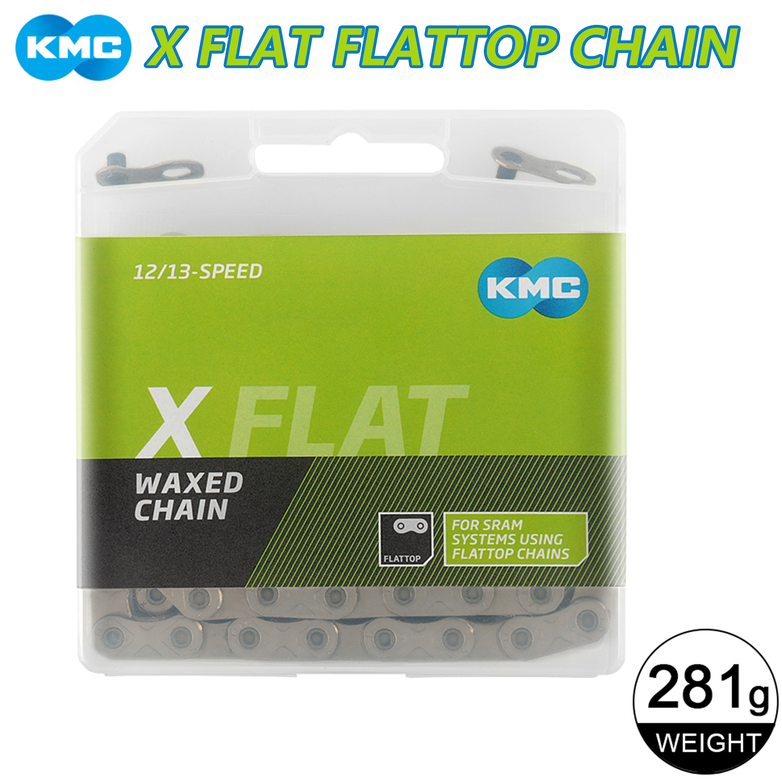 KMC X-Flat 12/13 Speed Waxed Flat Top Chain 126 Link For Sram FLATTOP T-Type