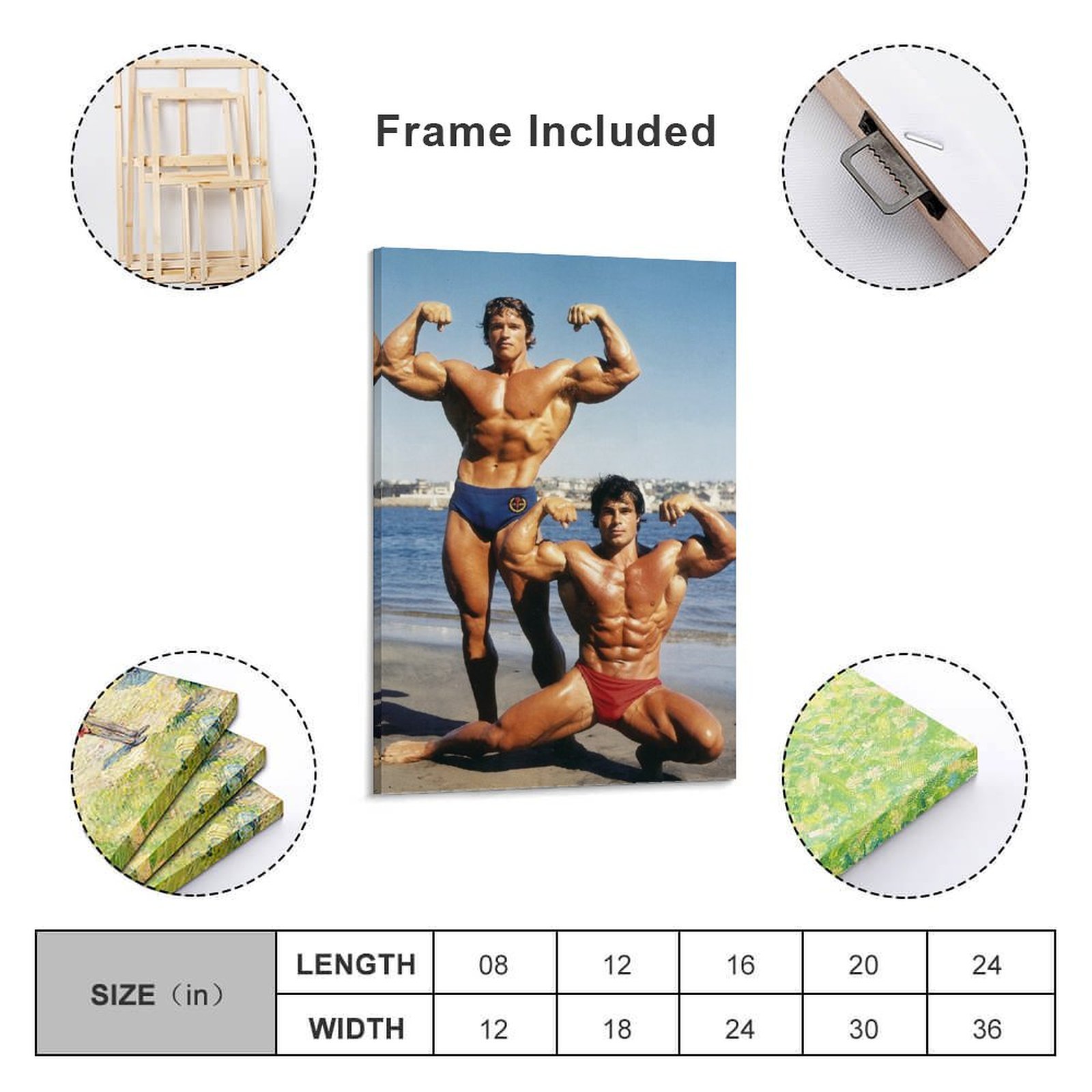 Arnold Poster Schwarzenegger Franco Columbu Pose Canvas Wall Painting Print - Picture 12 of 12