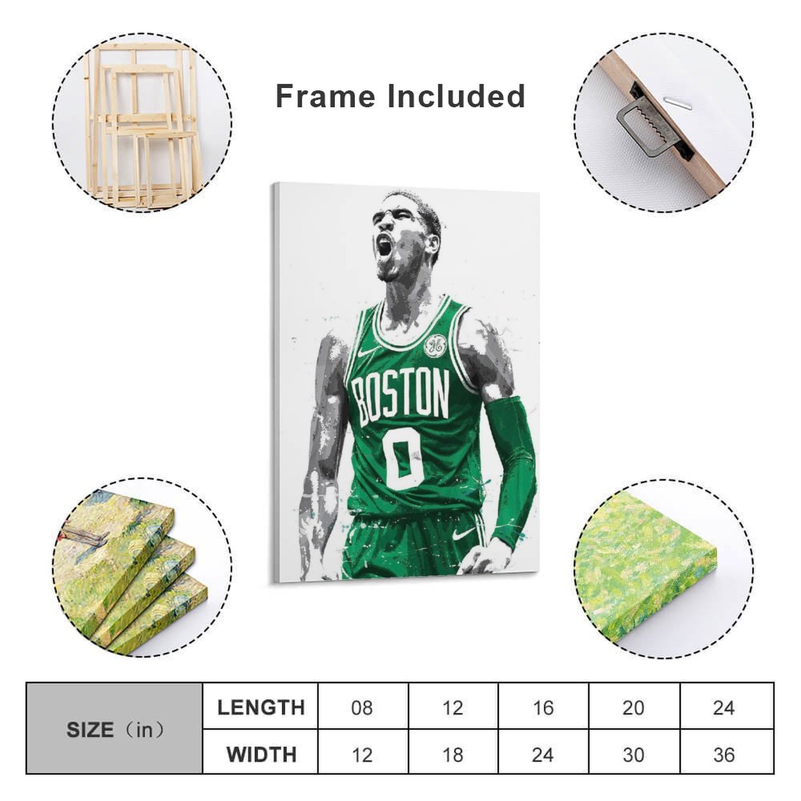 Jayson Tatum Boston Celtics Leinwandbild Wandbild Poster Druck Deko - Bild 10 von 10