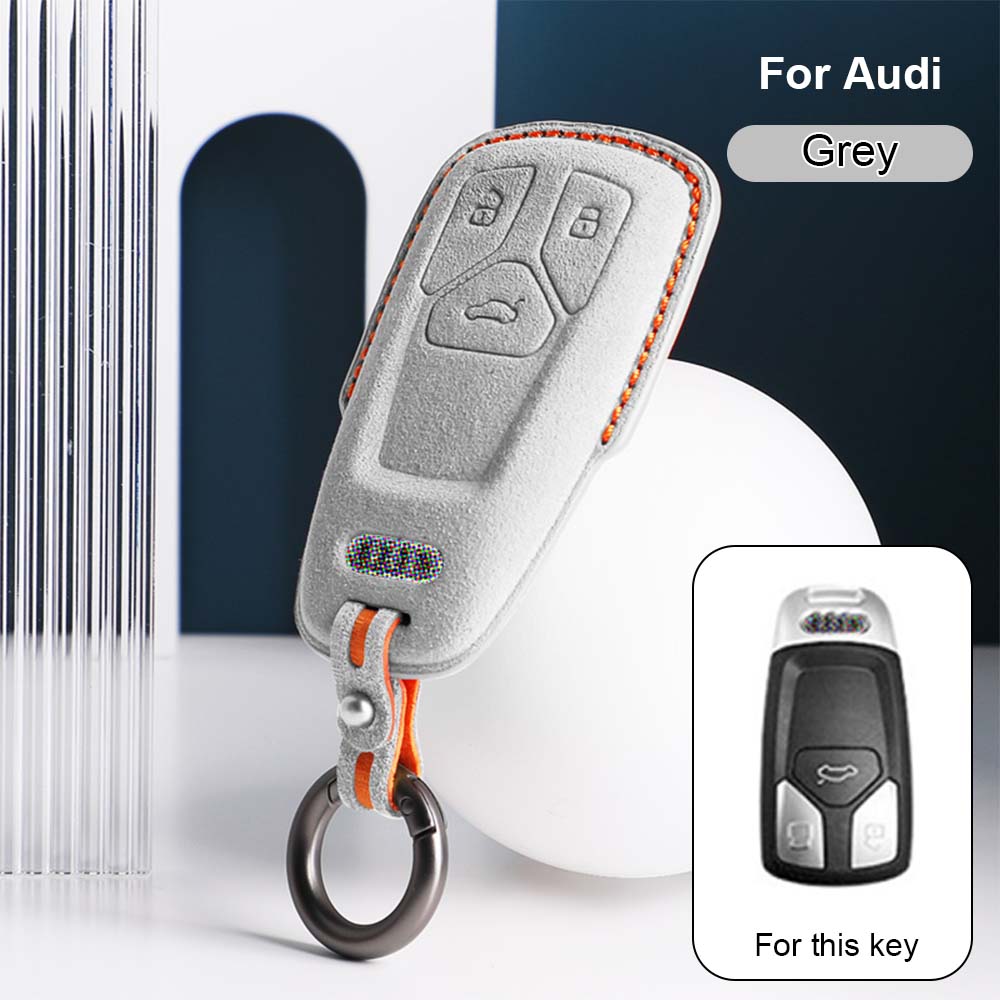 Black Red Alcantara Leather Car Key Fob Case Cover For Audi A4 A5 S4 S5 B9 - Picture 12 of 12