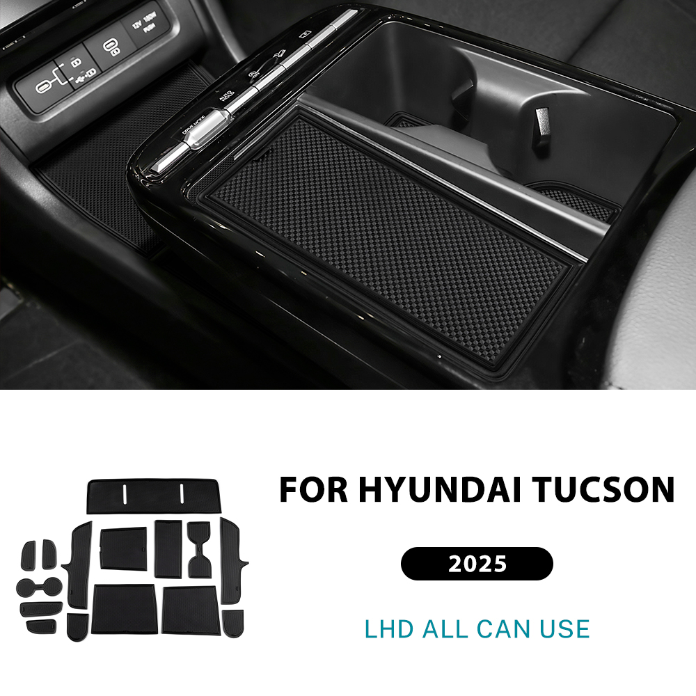 Car Interior Anti-Slip Slot Pad Mat Trim Latex Black For Hyundai Tucson 2025 - Bild 15 von 19