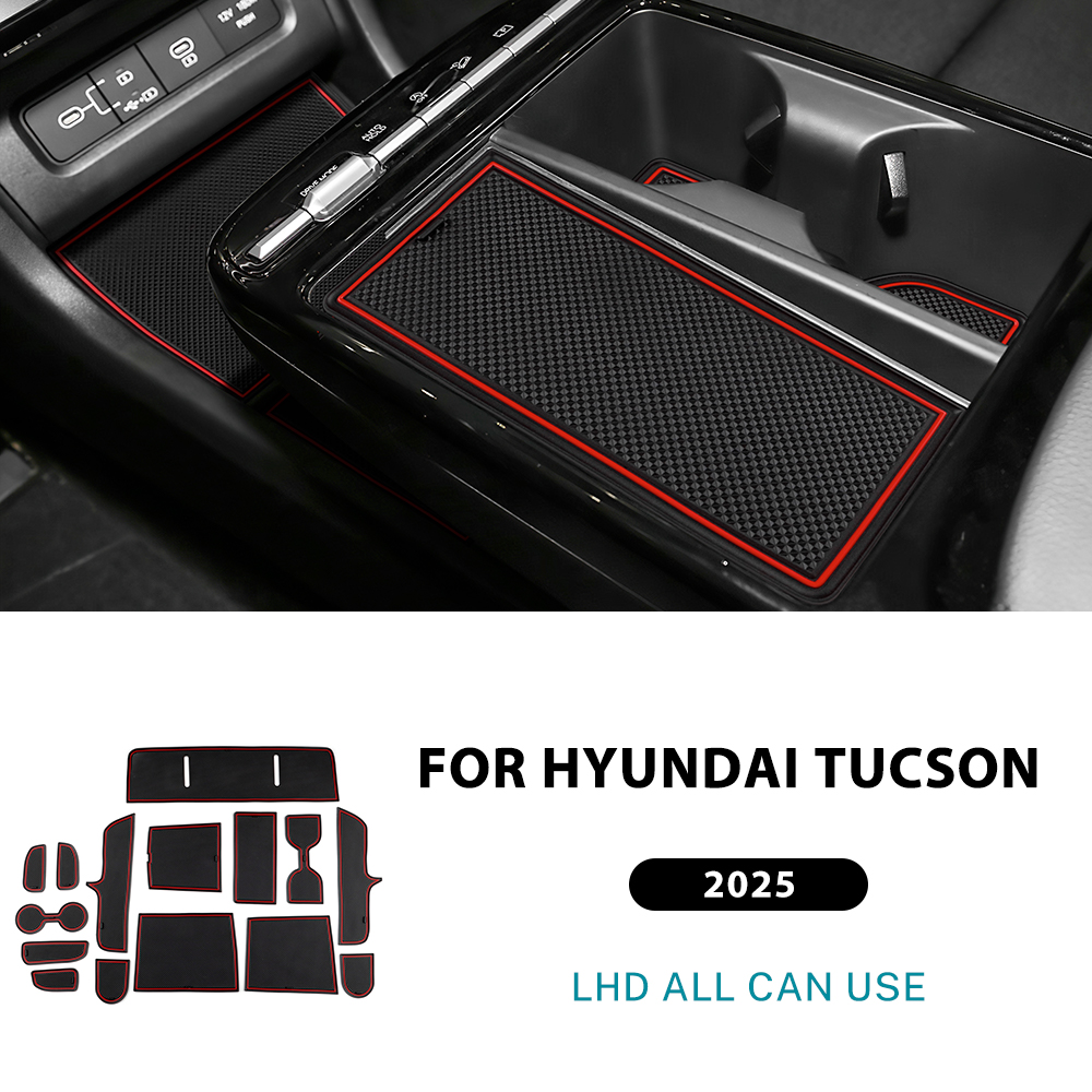 Car Interior Anti-Slip Slot Pad Mat Trim Latex Black For Hyundai Tucson 2025 - Bild 16 von 19