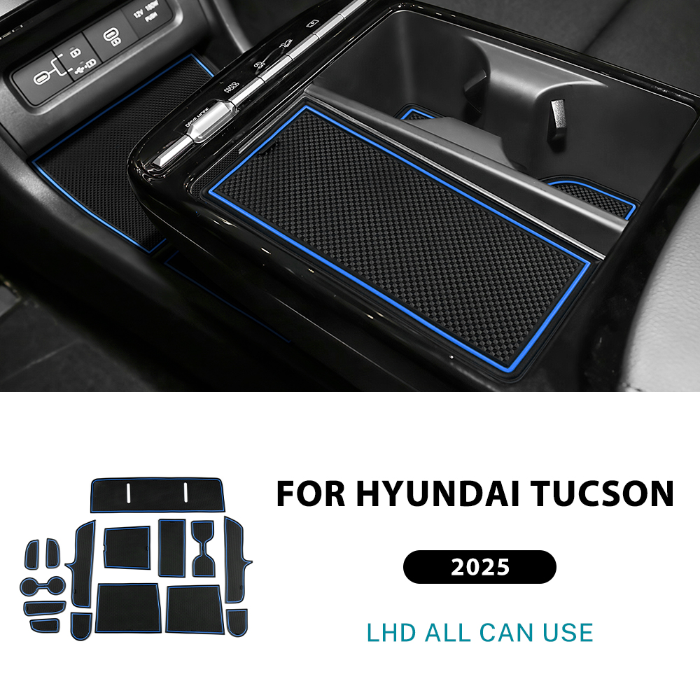 Car Interior Anti-Slip Slot Pad Mat Trim Latex Black For Hyundai Tucson 2025 - Bild 17 von 19
