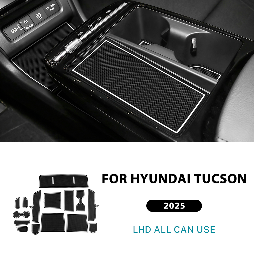 Car Interior Anti-Slip Slot Pad Mat Trim Latex Black For Hyundai Tucson 2025 - Bild 18 von 19