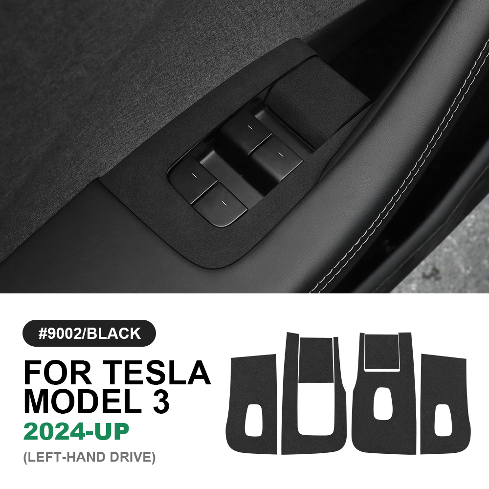 For Tesla Model 3 Highland 2024-2026 Door Window Control Button Stickers Suede - Foto 12 di 17