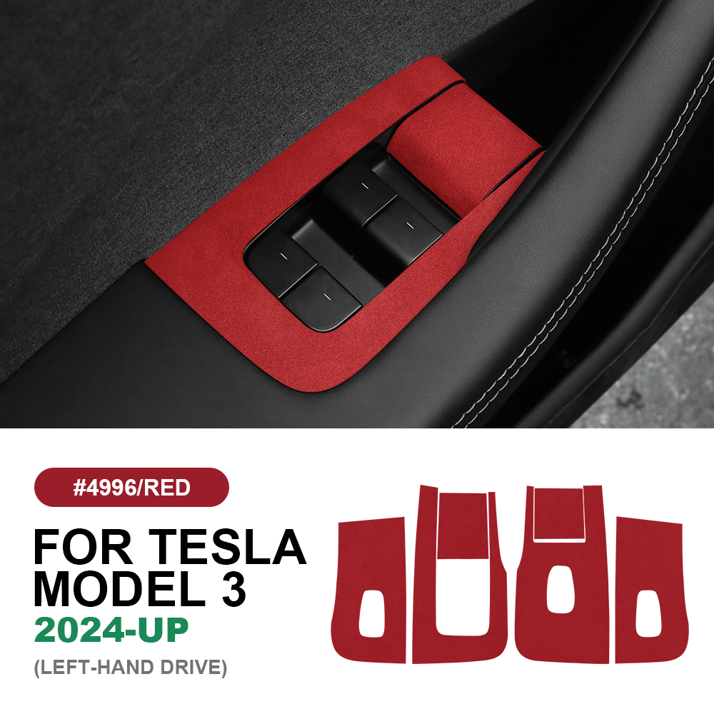For Tesla Model 3 Highland 2024-2026 Door Window Control Button Stickers Suede - Foto 13 di 17