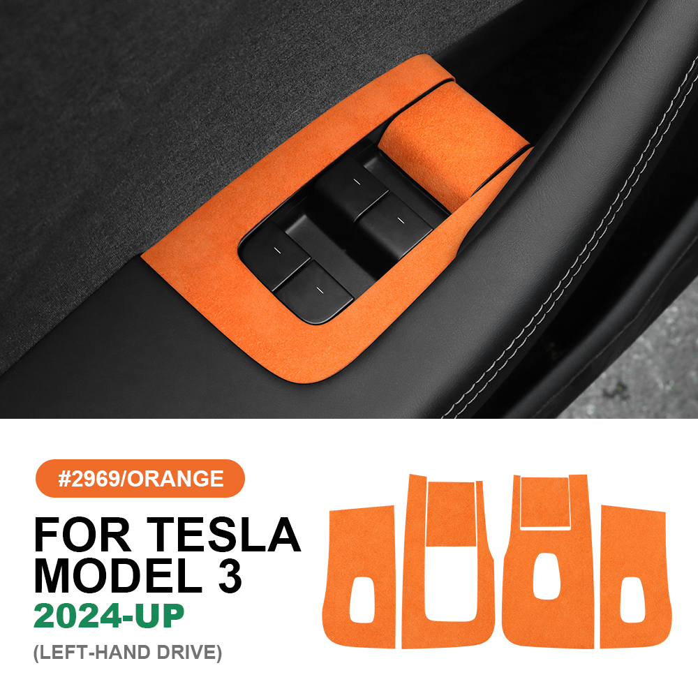 For Tesla Model 3 Highland 2024-2026 Door Window Control Button Stickers Suede - Foto 14 di 17