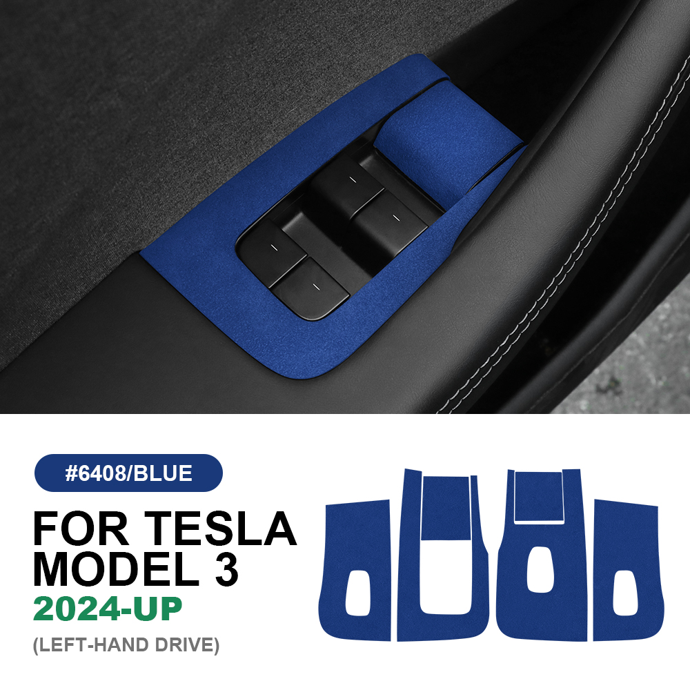 For Tesla Model 3 Highland 2024-2026 Door Window Control Button Stickers Suede - Foto 15 di 17