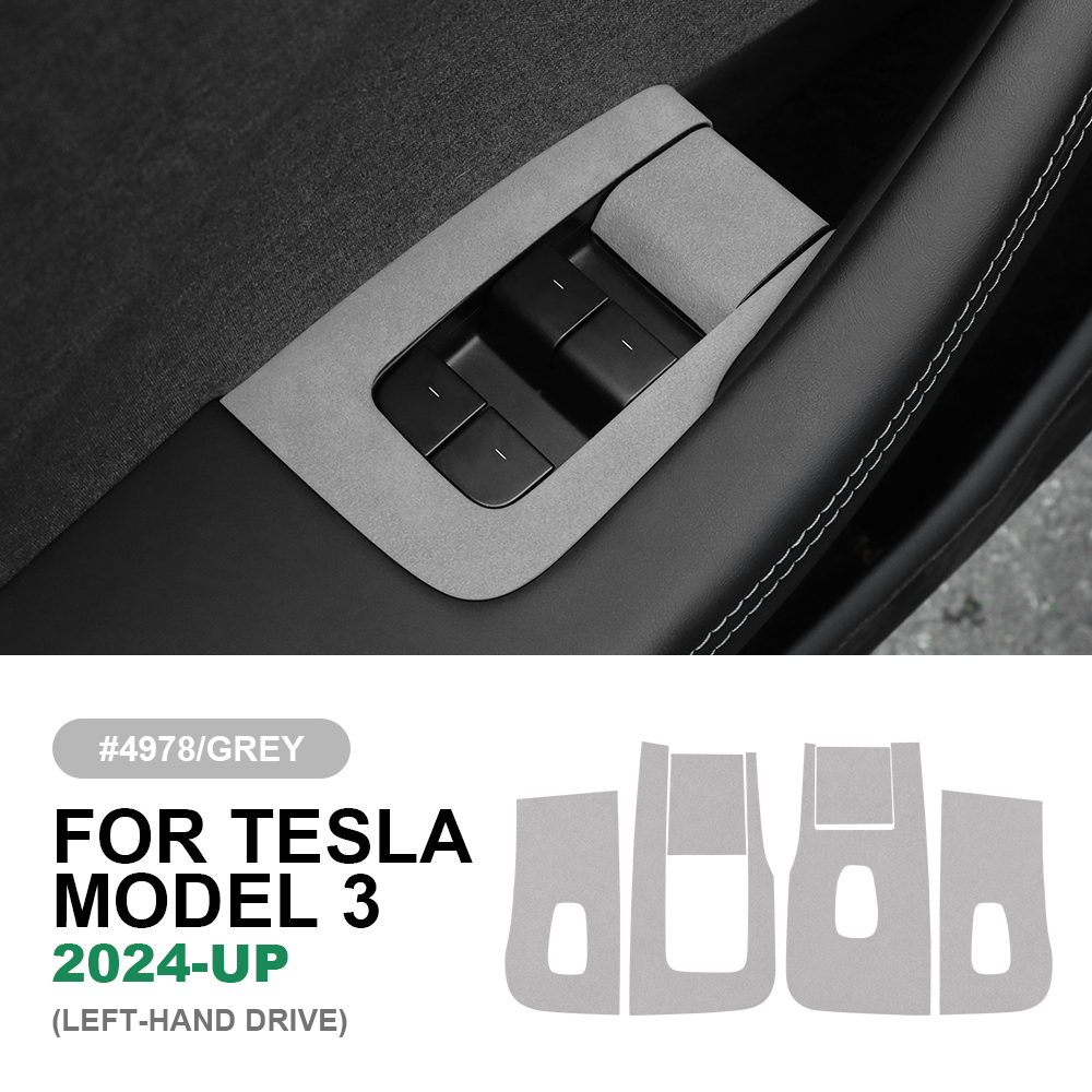 For Tesla Model 3 Highland 2024-2026 Door Window Control Button Stickers Suede - Foto 16 di 17
