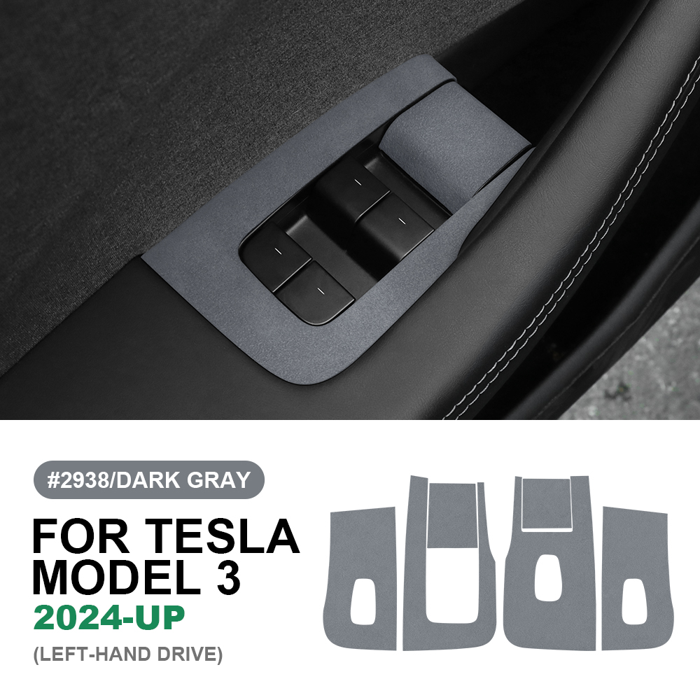 For Tesla Model 3 Highland 2024-2026 Door Window Control Button Stickers Suede - Foto 17 di 17