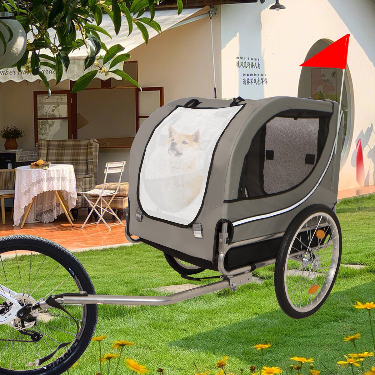 Dog Bicycle Trailer Folding Pet Carrier Wagon Bicycle Carrier For Medium Dog