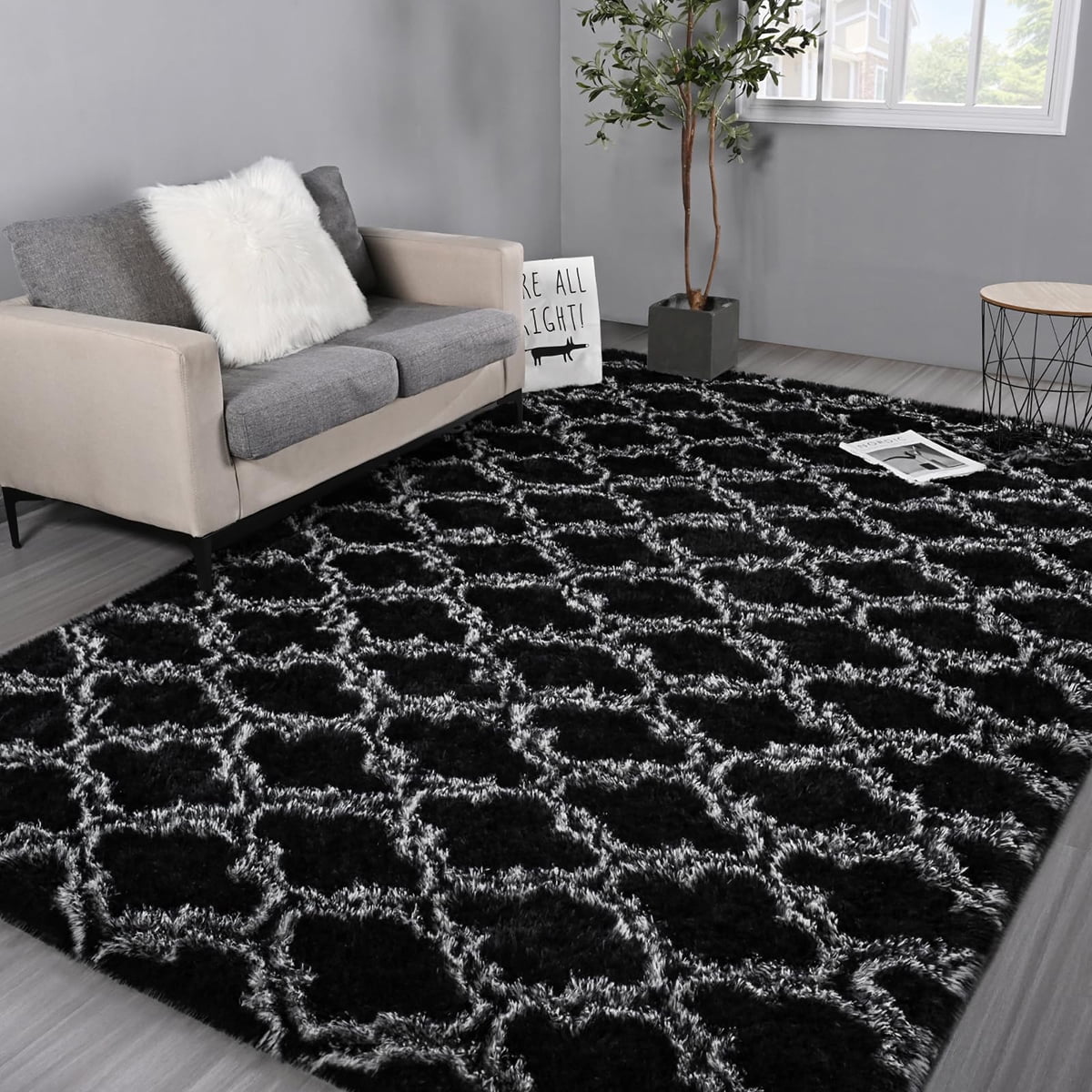 Fluffy Rugs Large Shaggy Rug Living Room Bedroom Anti-Slip Soft Carpet Floor Mat - Picture 11 of 12