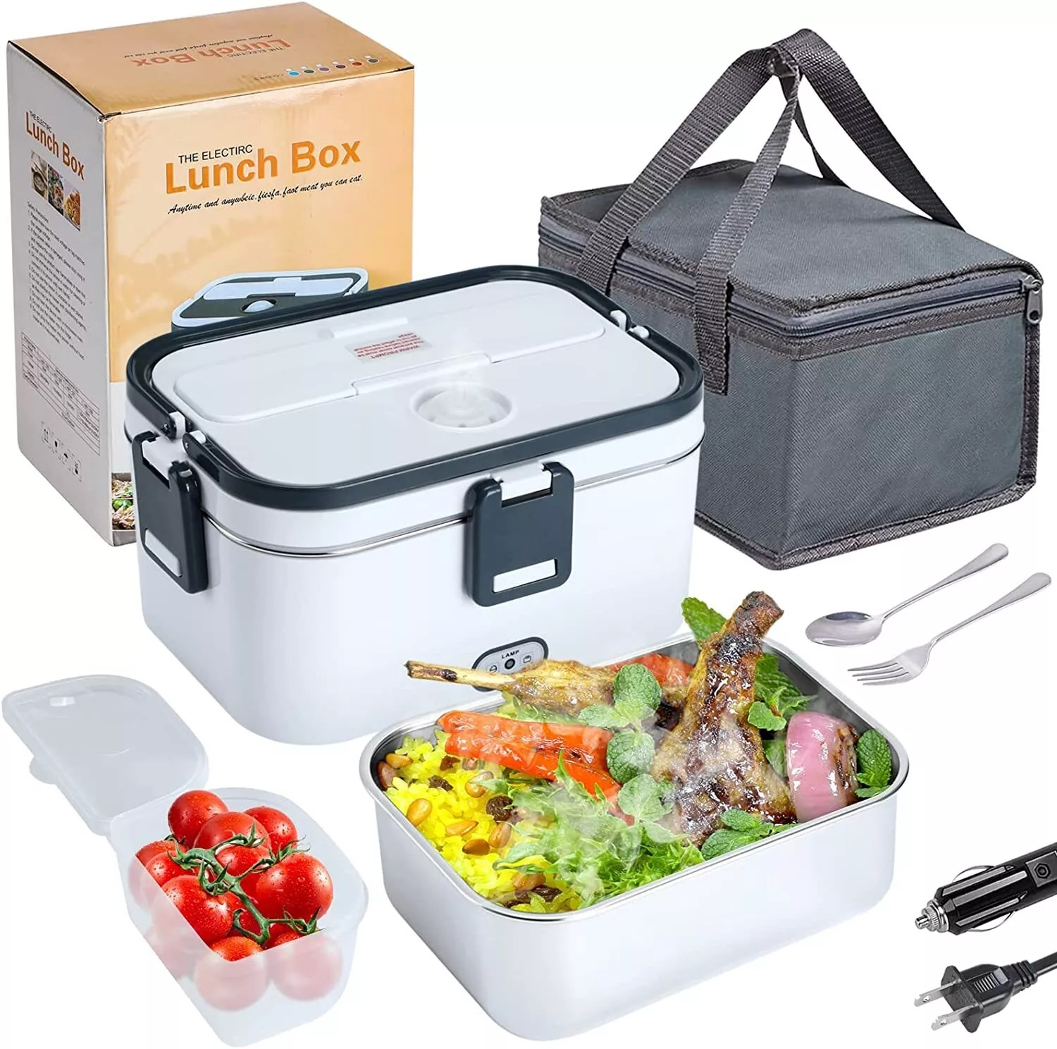 110V Electric Heating Lunch Box Portable for Car Office Food Warmer Container US