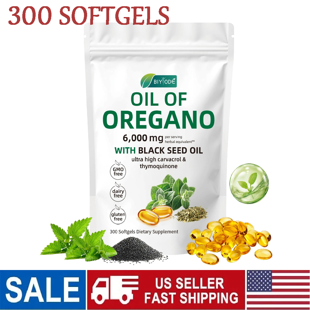 2 in 1 Oil of Oregano 3000 Softgels Black Seed Oil Herbal Supplement US