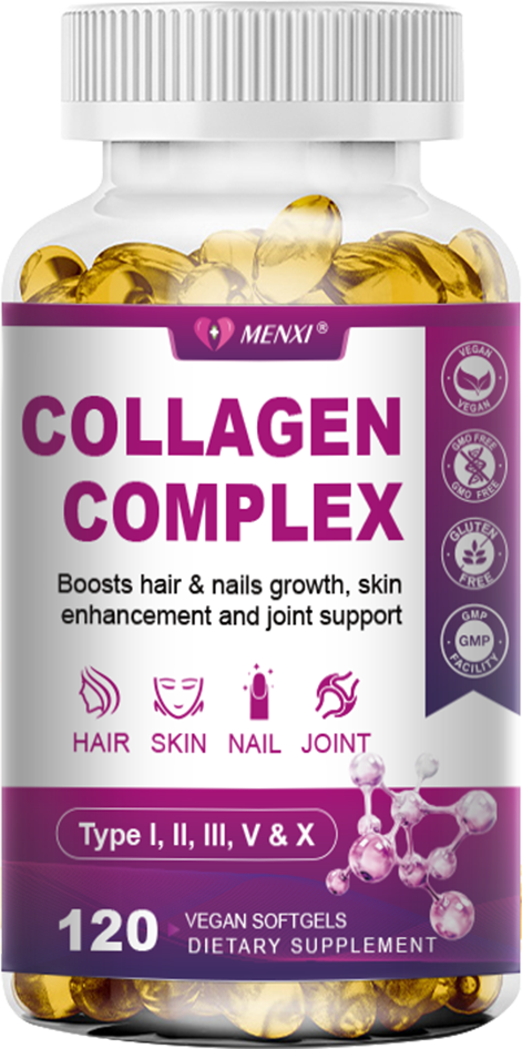 Multi Collagen Capsules Collagen Peptides Types I, II, III, V, X Anti-aging
