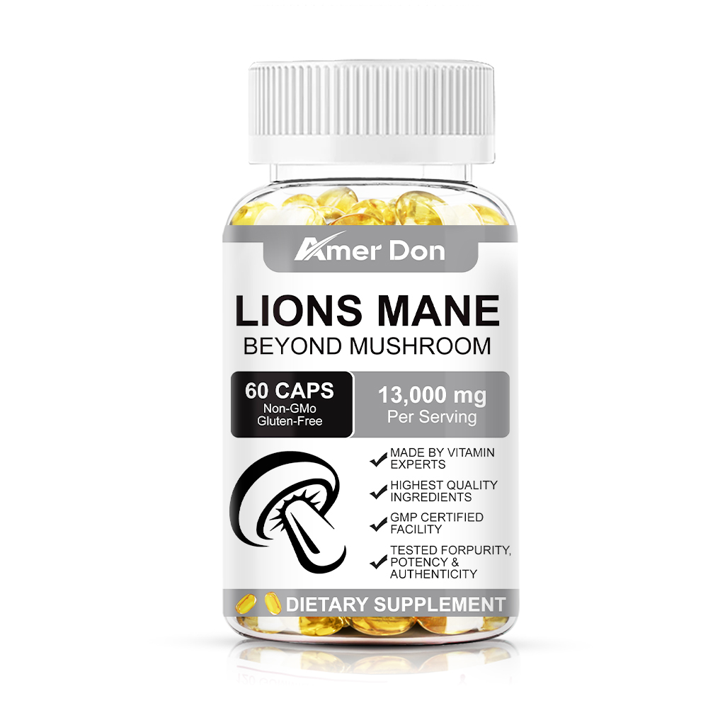 Organic Lion’s Mane Mushroom Supplement 13000 mg – MEMORY, FOCUS, STRESS SUPPORT