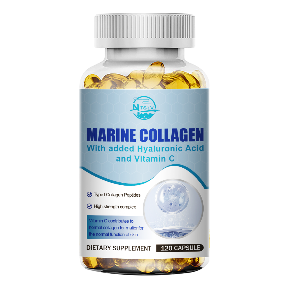 1-4 Bottles Marine Collagen Peptides Capsules with Hyaluronic Acid Vitamin C,