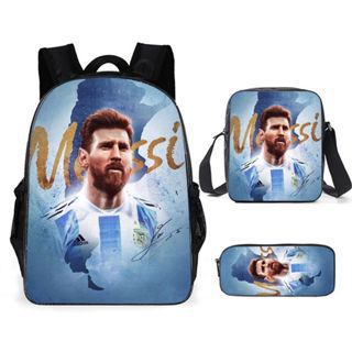 3PCS Messi Ronaldo Student Personalised School Backpack Shoulder Bag Lunch Bag - Picture 40 of 48