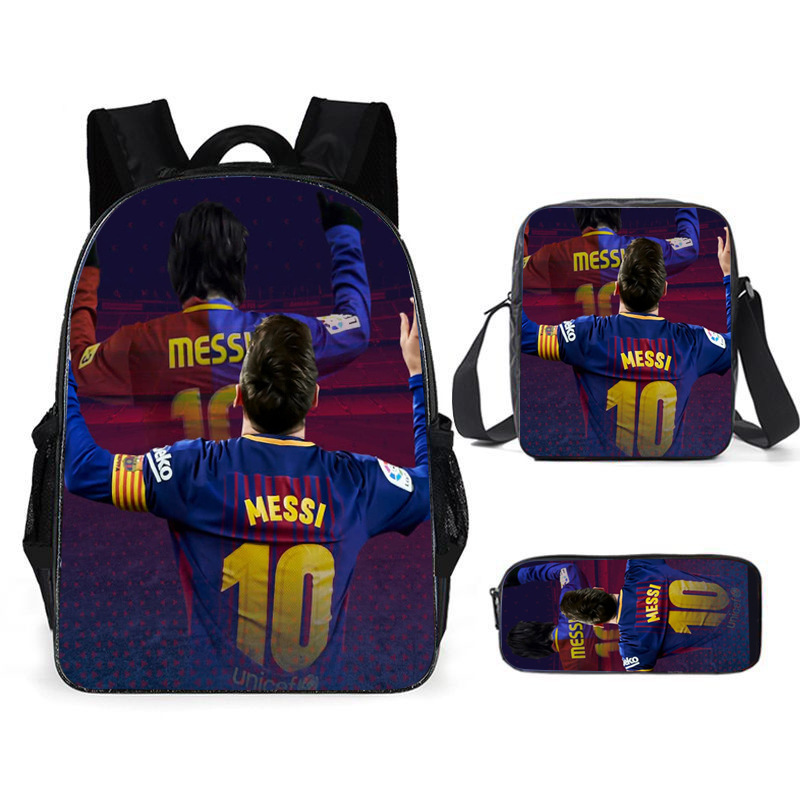 3PCS Messi Ronaldo Student Personalised School Backpack Shoulder Bag Lunch Bag - Picture 43 of 48