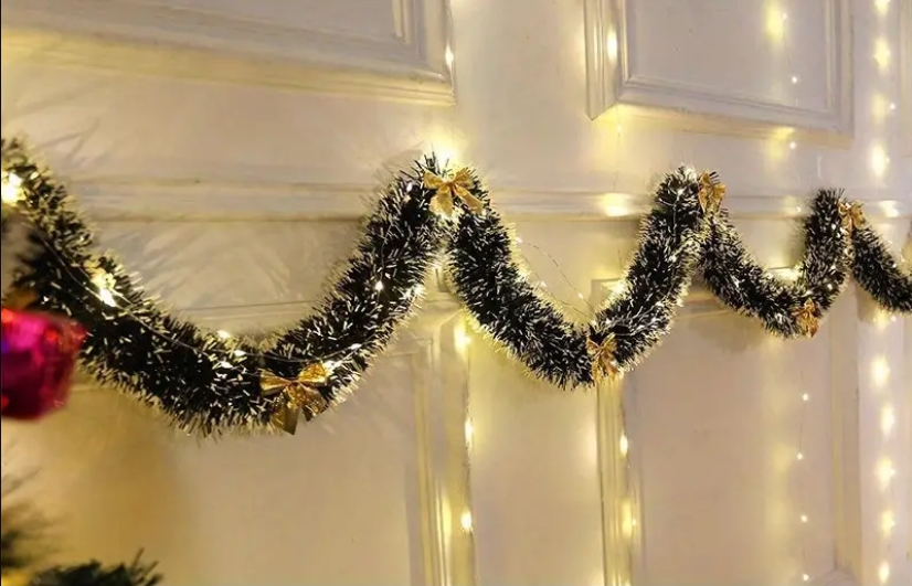 Christmas Garland Pre Lit with LED Lights, Door Wreath, Xmas Fireplace Decor 2M