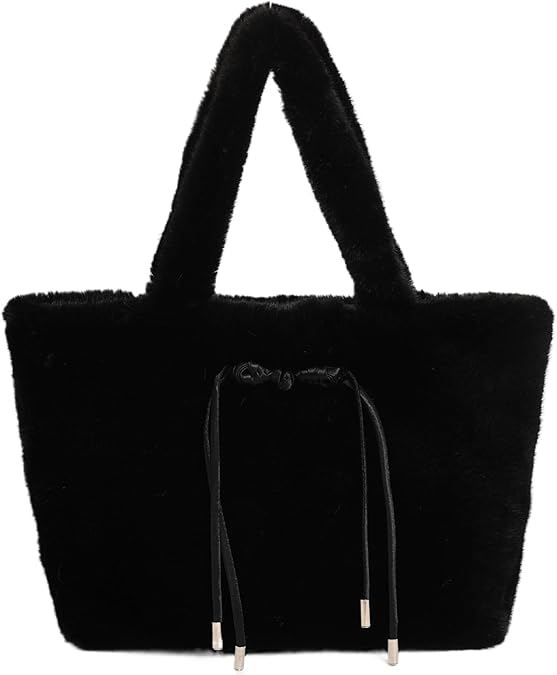 Large Capacity Shoulder Bag Furry Totes Faux Fur Handbags  for Women Girls