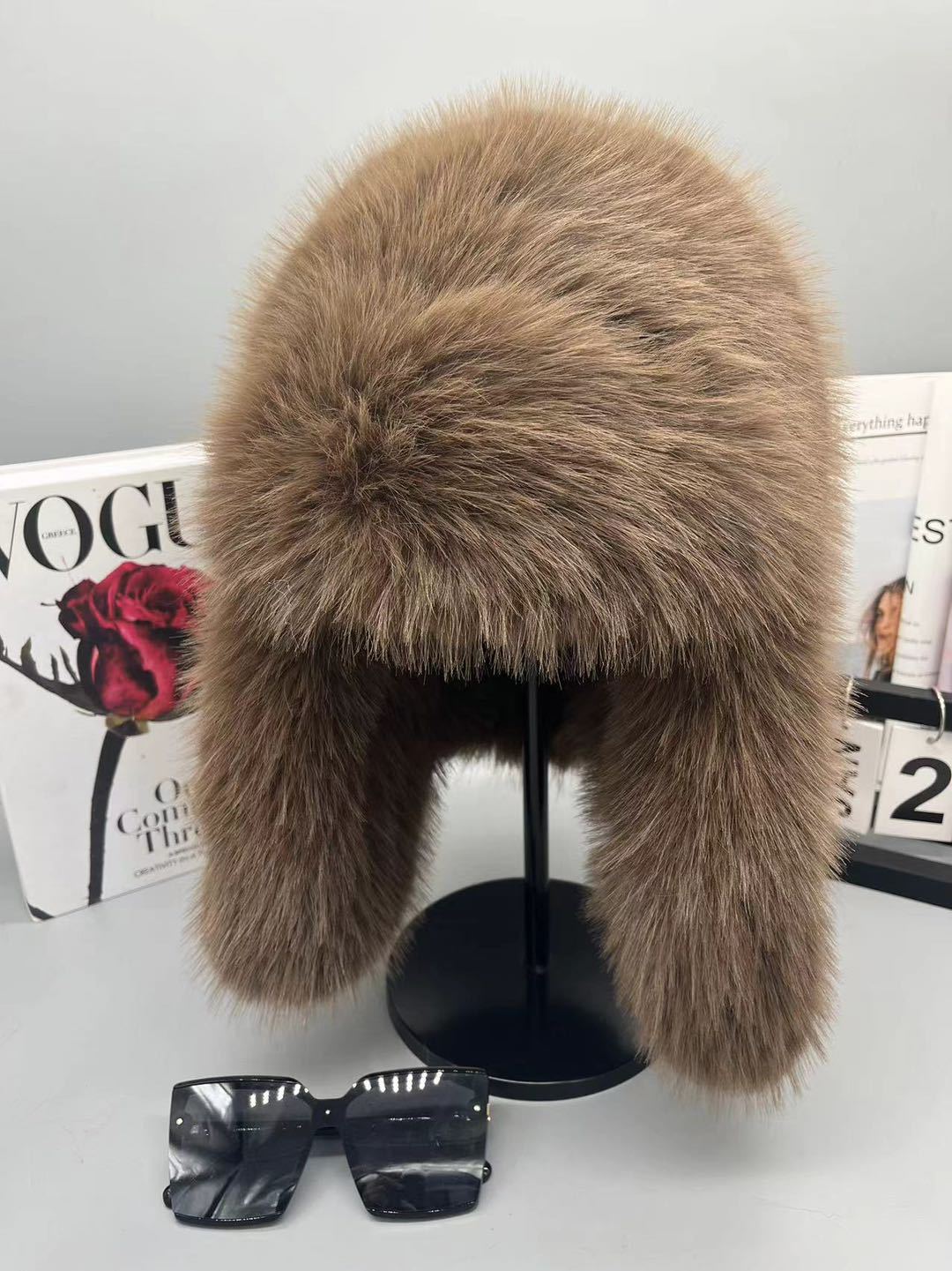 New style Big Super Fluffy TRAPPER HAT Faux fur men`s women's winter hats