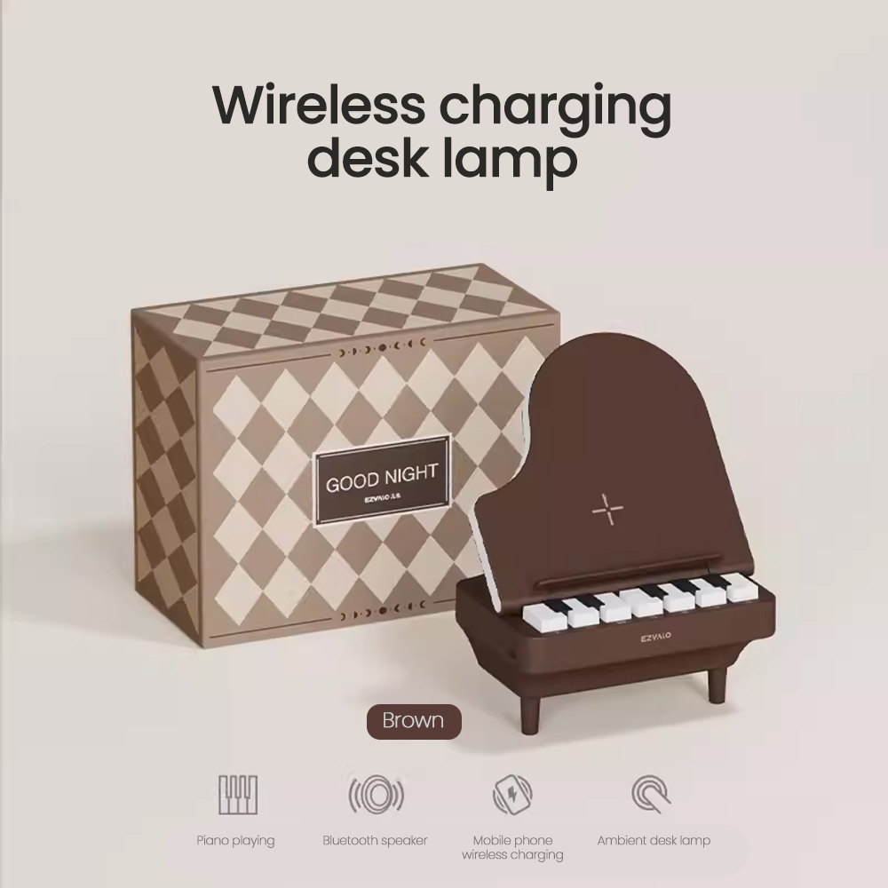 EZVALO wireless charging Bluetooth speaker and Playable piano table lamp holder