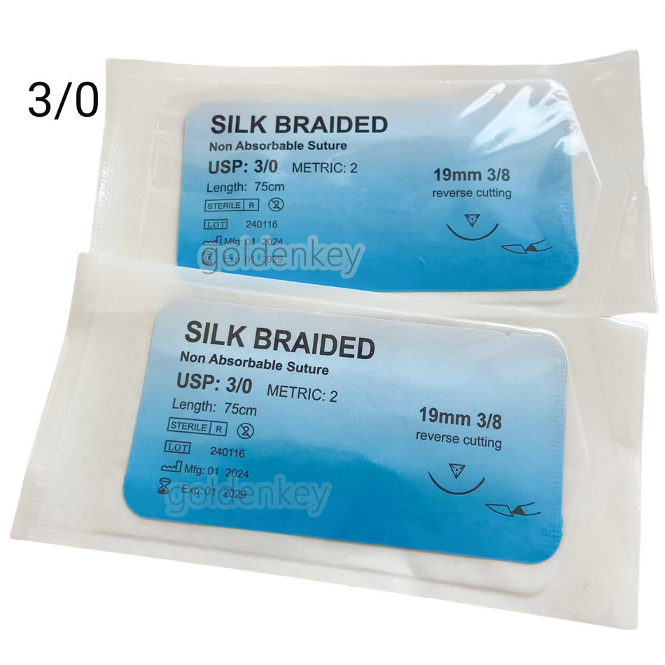 Dental 3/0 4/0 5/0 Silk Braided Non Absorbable Needled Train Test SterilemMetric
