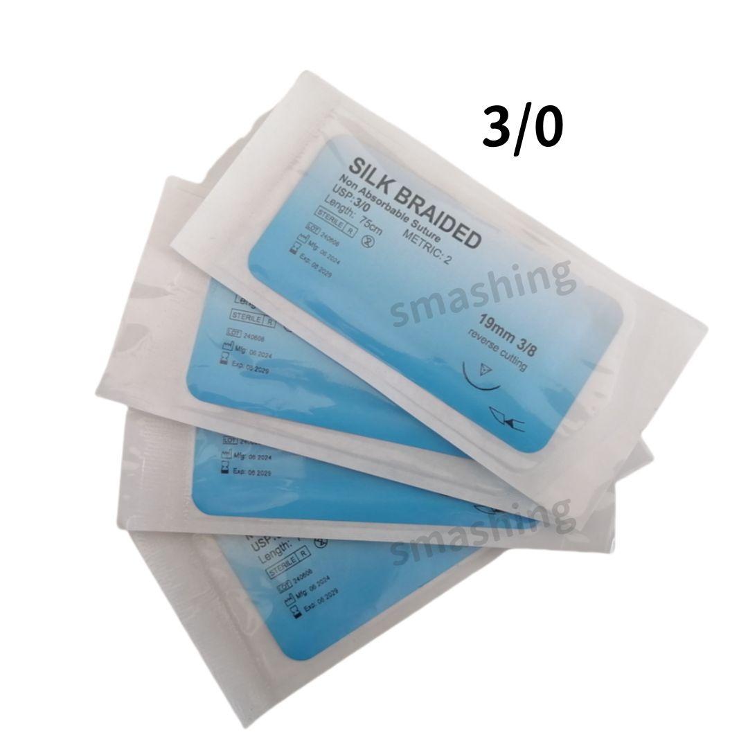 10Pcs Dental Surgical Suture Silk Braided Non Absorbable Suture Needled Train