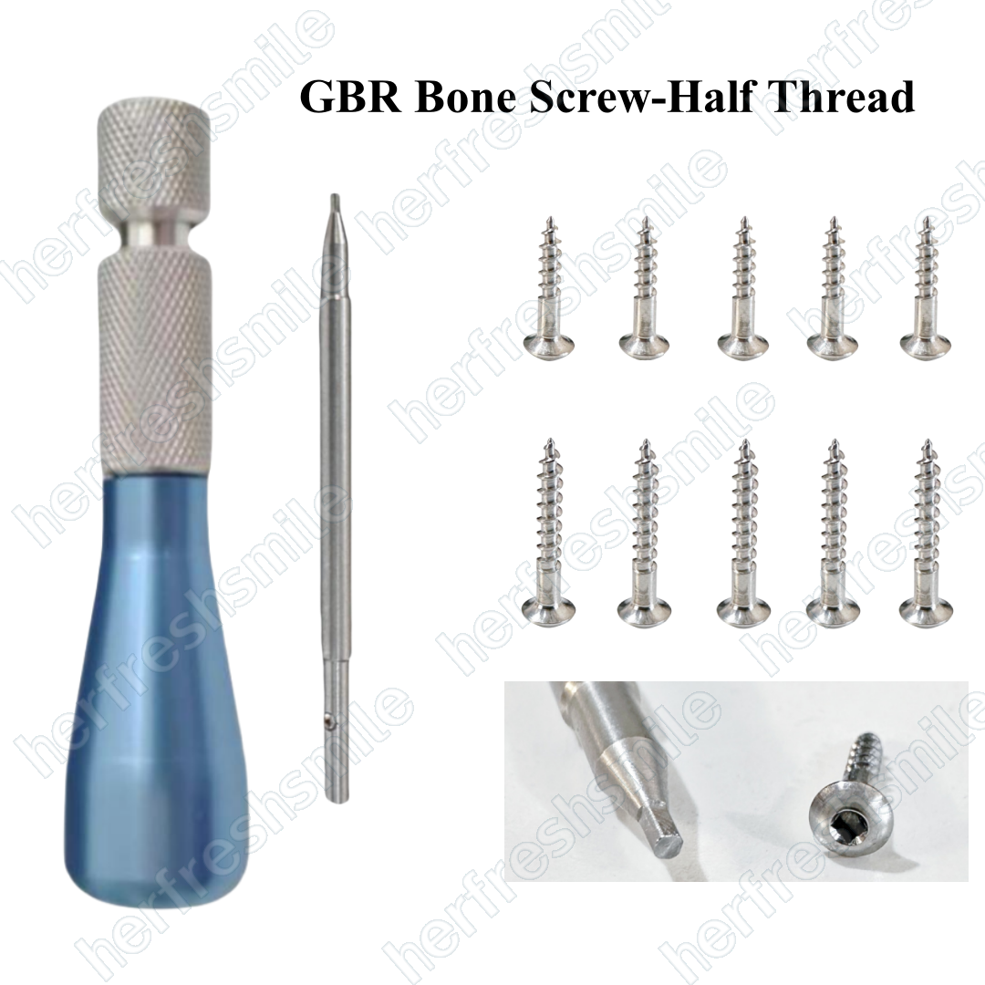 Dental GBR Half Threaded Screw Fixation Titanium TC4 Square Screwdriver 8/10mm