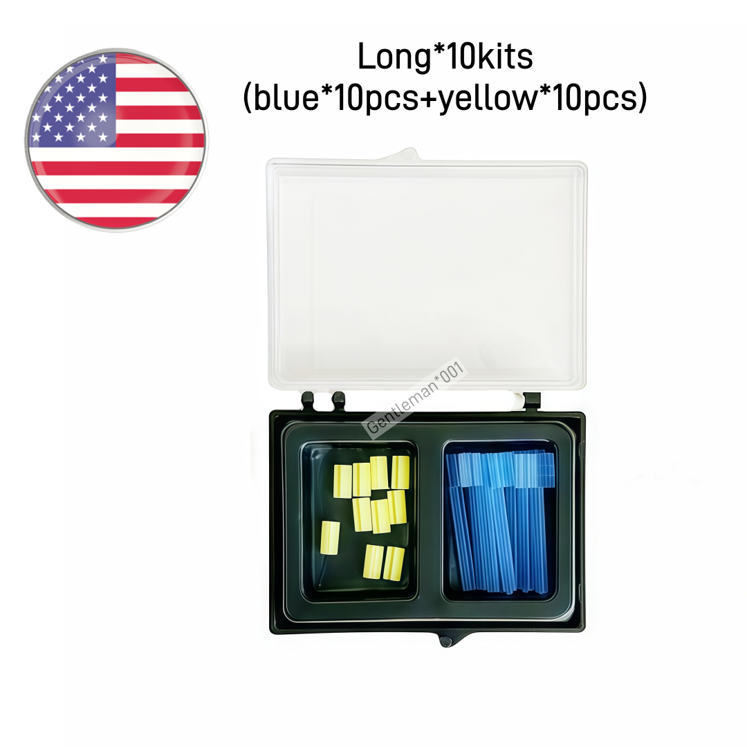 10Kits Dental Overdenture Attachment Blue Bar Yellow Clips Bolt Inserts Implant
