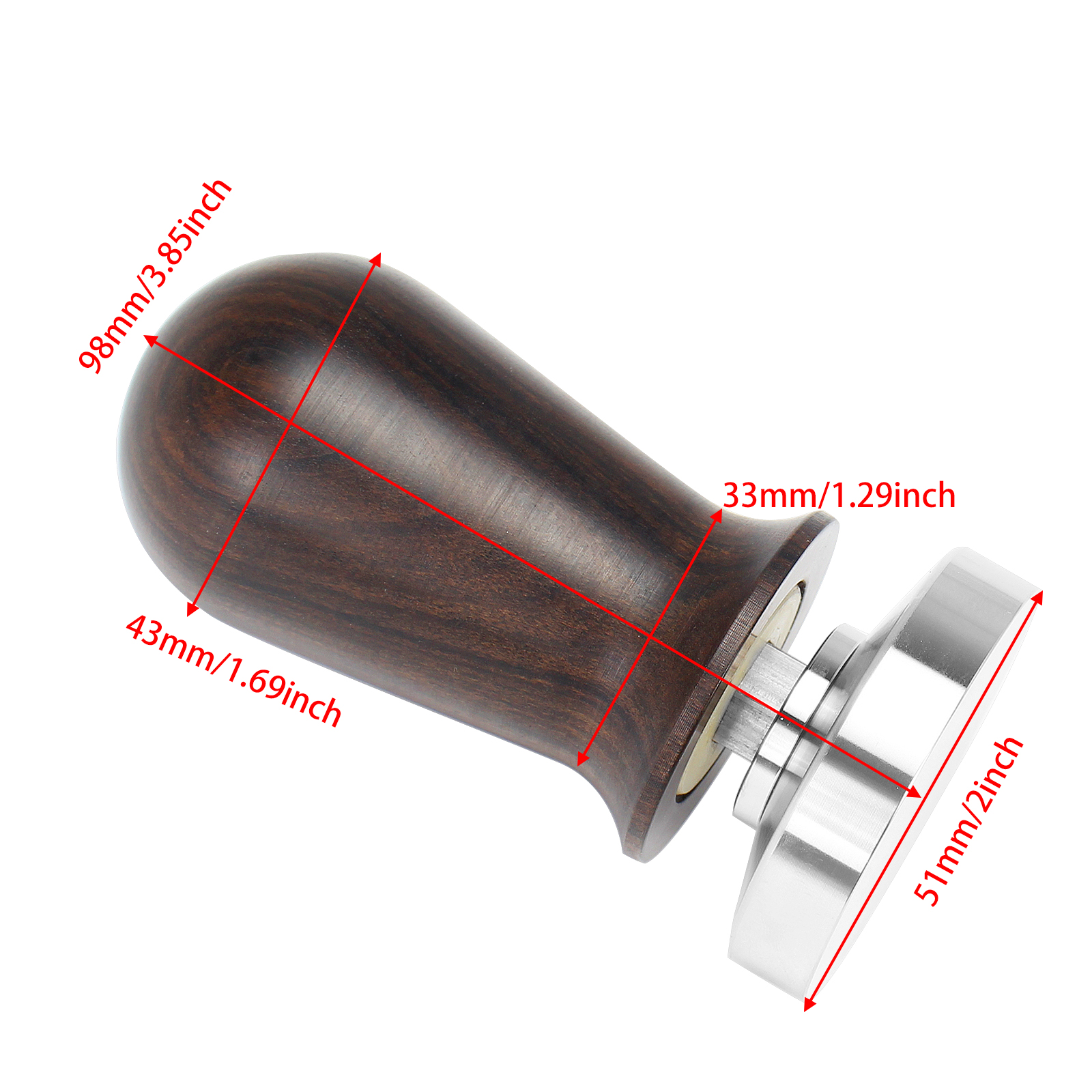 3Size For Portafilter Flat Base Espresso Coffee Tamper Wood Handle Spring Loaded