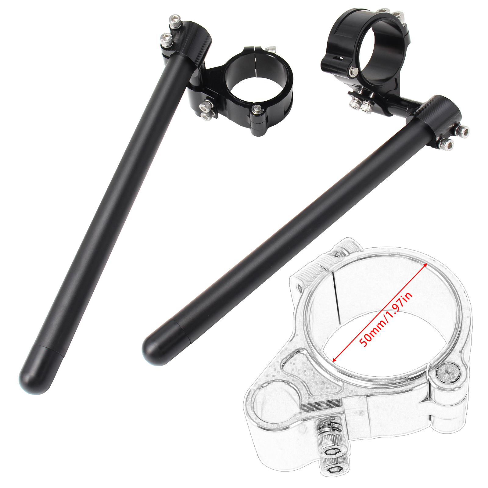 52mm 7/8'' Clip On Handlebar Riser Fork Tube For Cafe Racer Universal Adjustable - Picture 24 of 27
