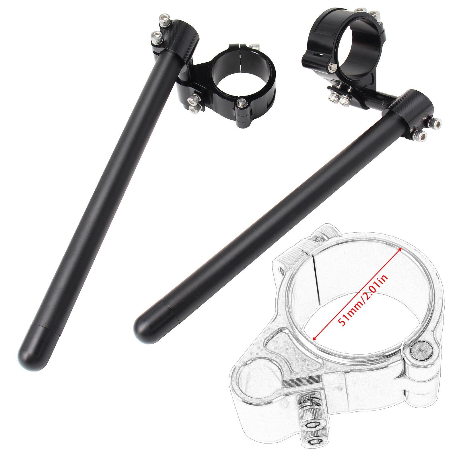 52mm 7/8'' Clip On Handlebar Riser Fork Tube For Cafe Racer Universal Adjustable - Picture 25 of 27