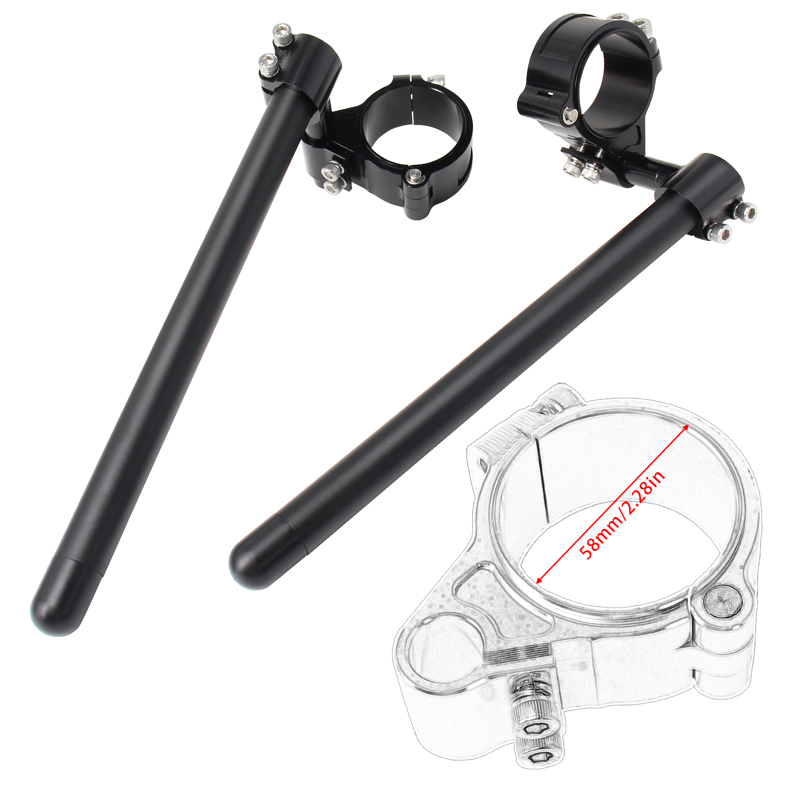 52mm 7/8'' Clip On Handlebar Riser Fork Tube For Cafe Racer Universal Adjustable - Picture 27 of 27