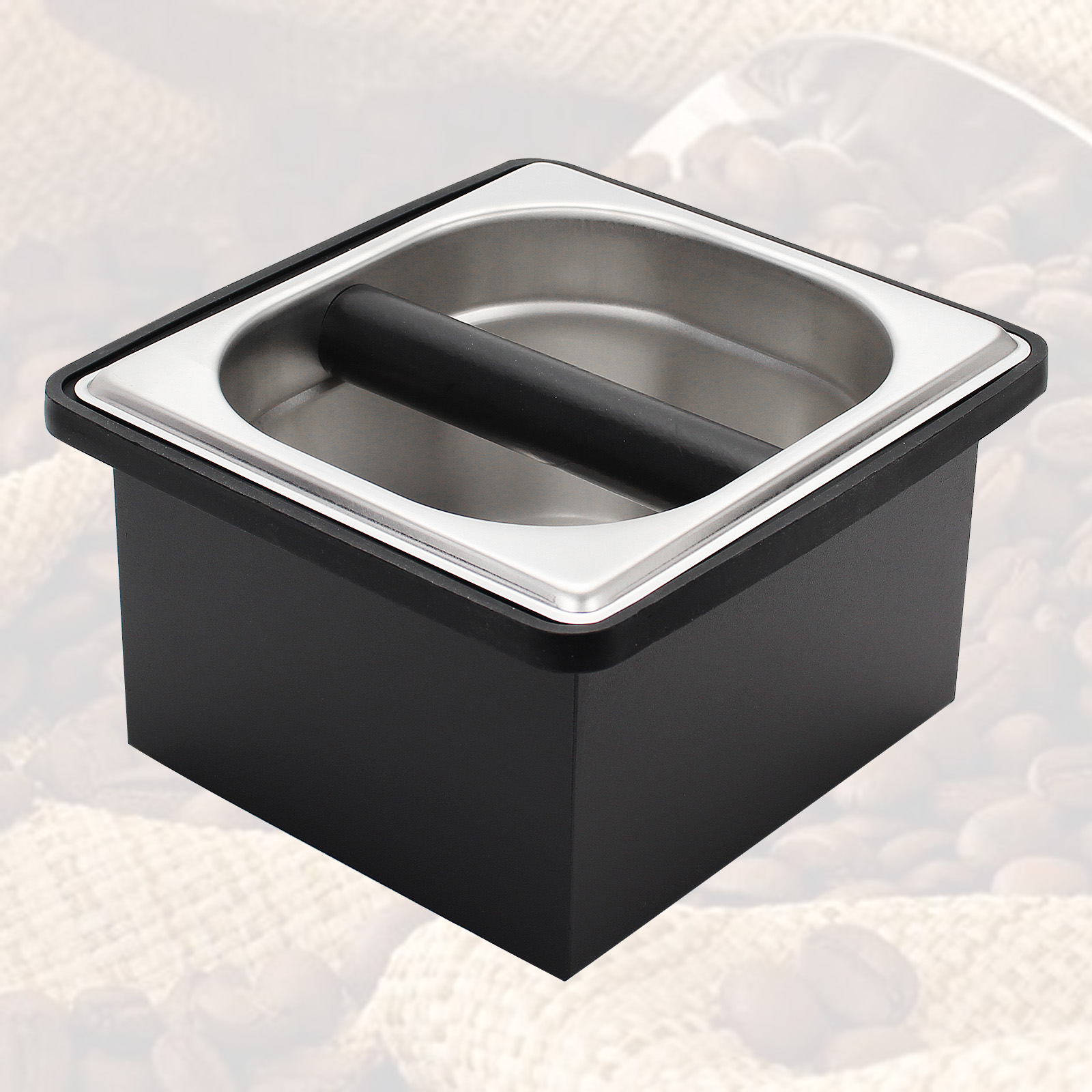 Caja de golpe de espresso contenedor de discos de café de acero inoxidable con soporte anillo de goma - Imagen 12 de 13