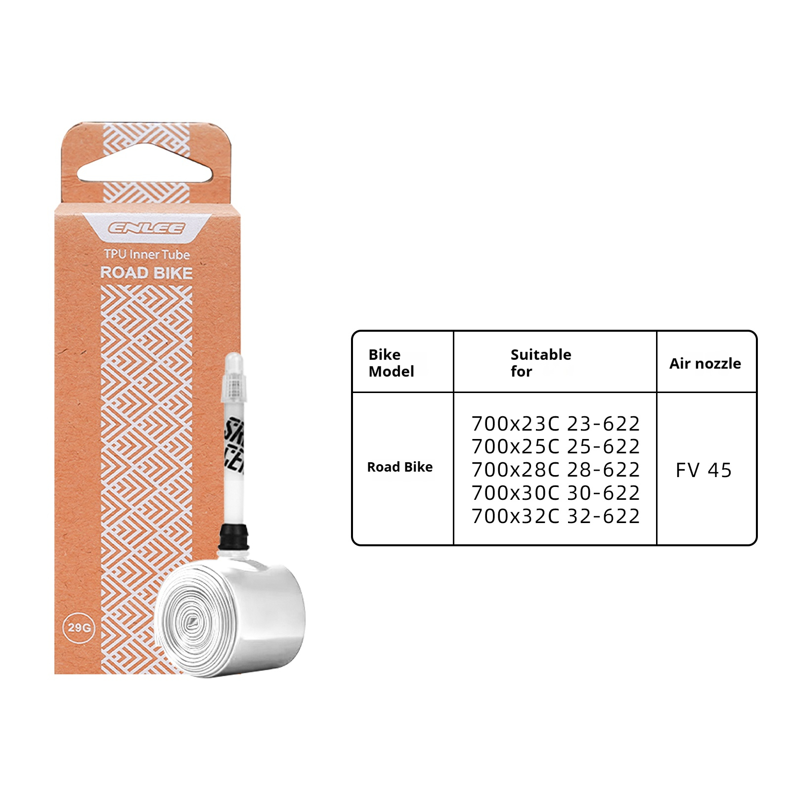 ENLEE Ultralight TPU MTB Road Bike Inner Tube 26-29" Presta Valve 45mm 65mm