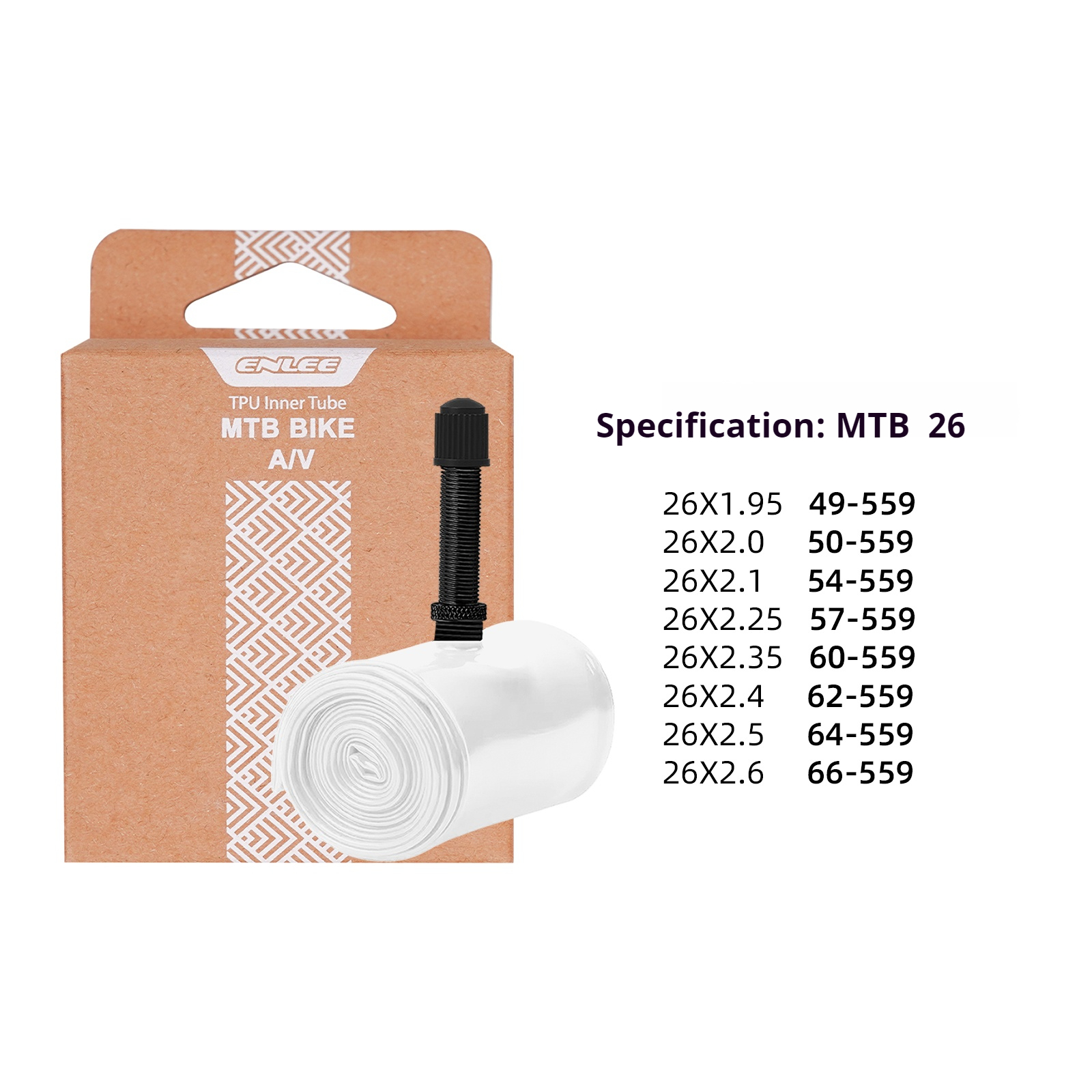 ENLEE TPU MTB Bike Inner Tube 26/27.5/29inch Aluminum Alloy Schrader Valve 45mm