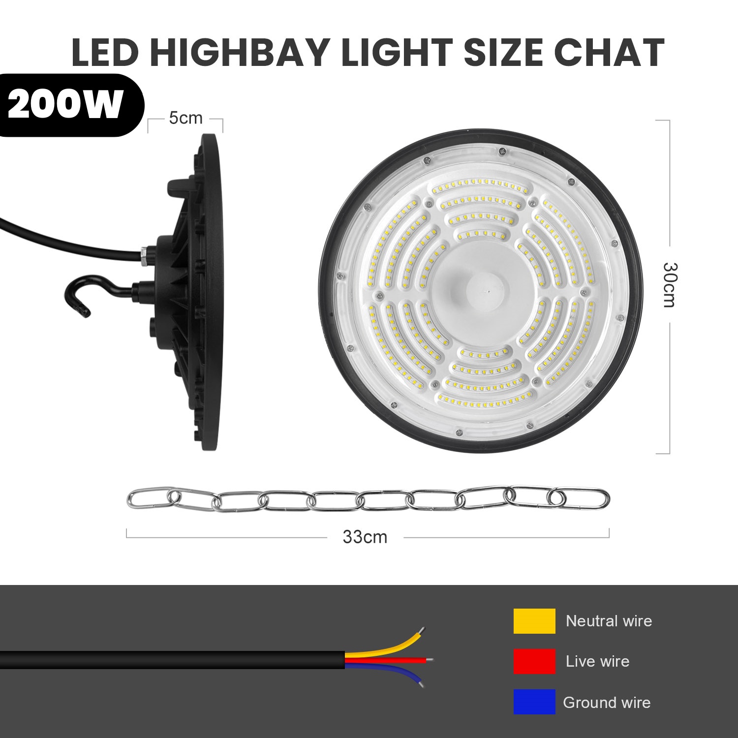4x 10x LED High Bay Light 100W/200W/300W UFO Warehouse Garage Industrial Lamp - Picture 25 of 35