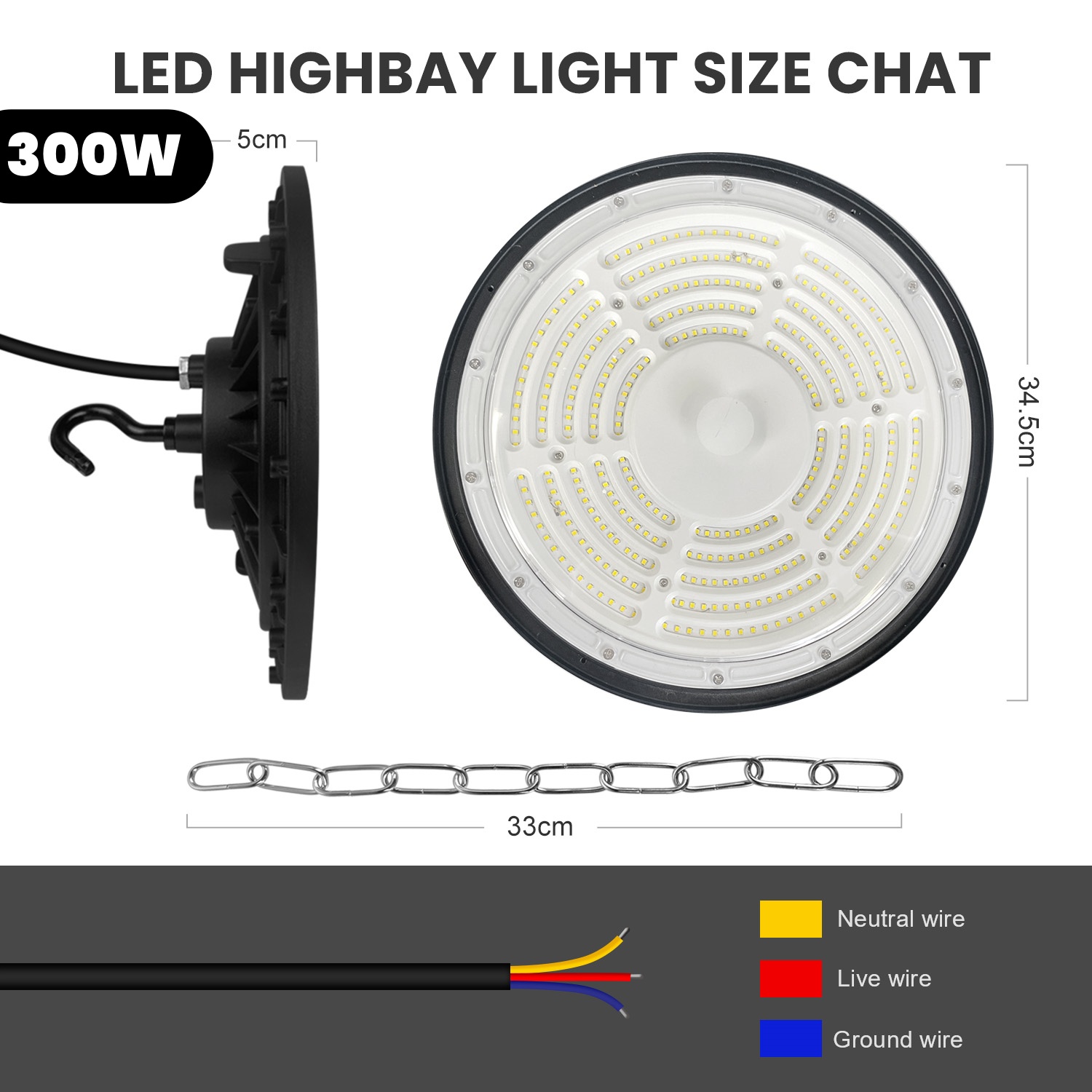 4x 10x LED High Bay Light 100W/200W/300W UFO Warehouse Garage Industrial Lamp - Picture 26 of 35