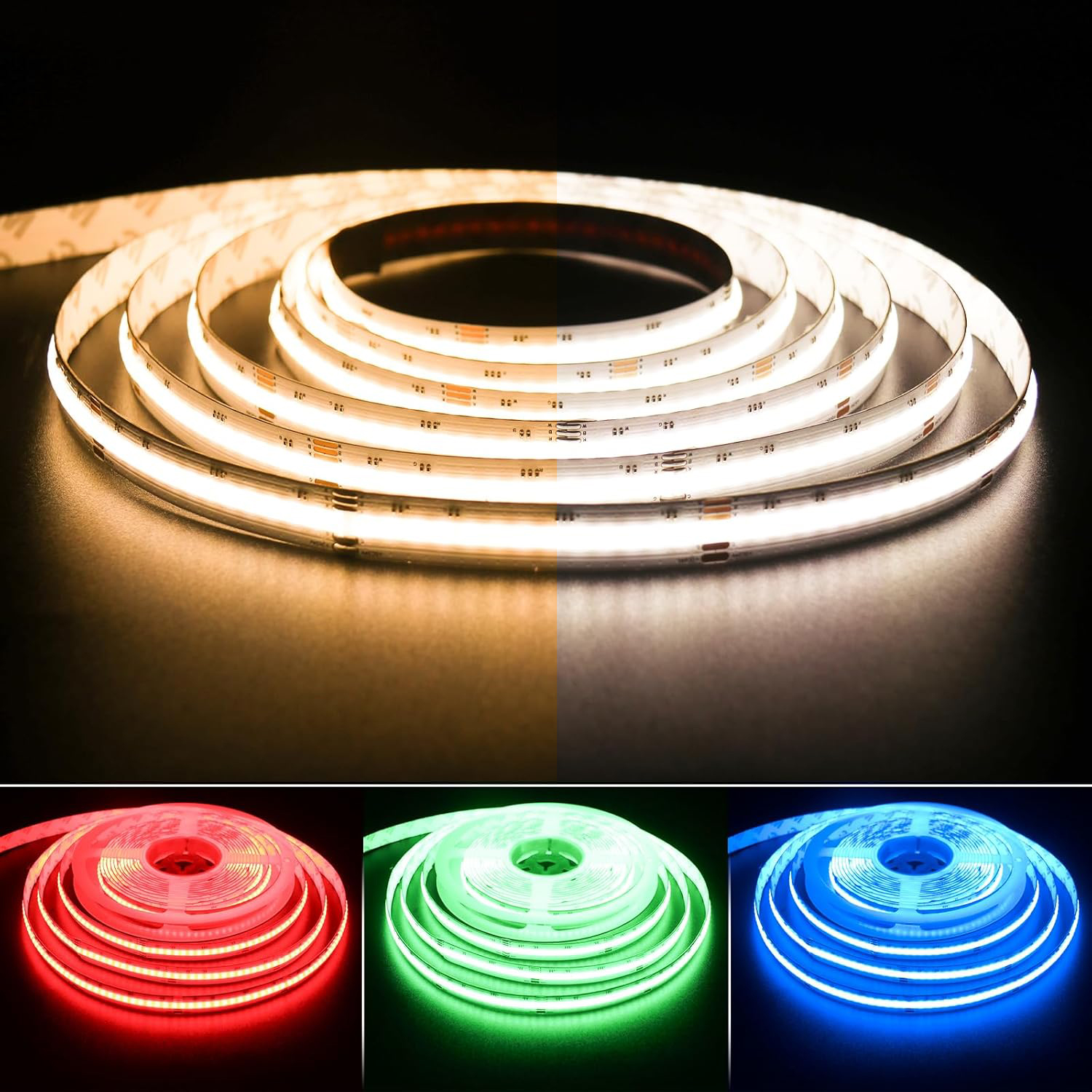 5-20M High Density RGBW/RGBCCT 840LEDs/m Cob Led Strip Light Flexible Dimmable