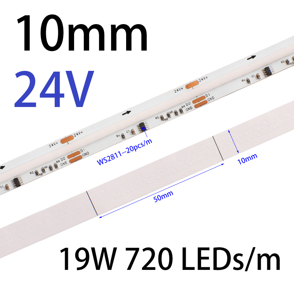 12V 24V WS2811 COB RGB LED Strip IC Addressable Full Color Flexible Tape Light - Picture 22 of 23
