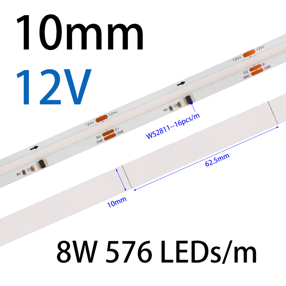 12V 24V WS2811 COB RGB LED Strip IC Addressable Full Color Flexible Tape Light - Picture 20 of 23