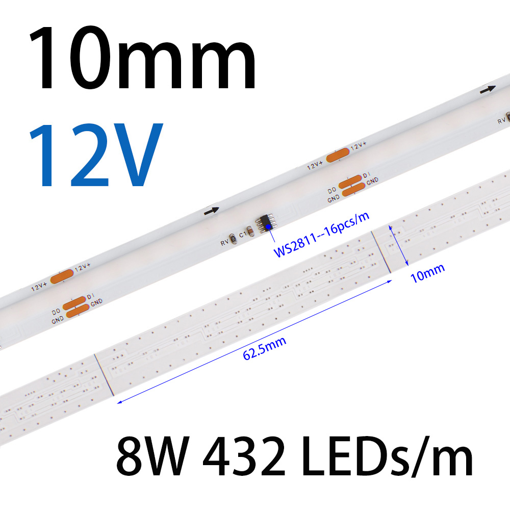 12V 24V WS2812 COB RGB LED Strip IC Addressable Full Color Flexible Tape Light