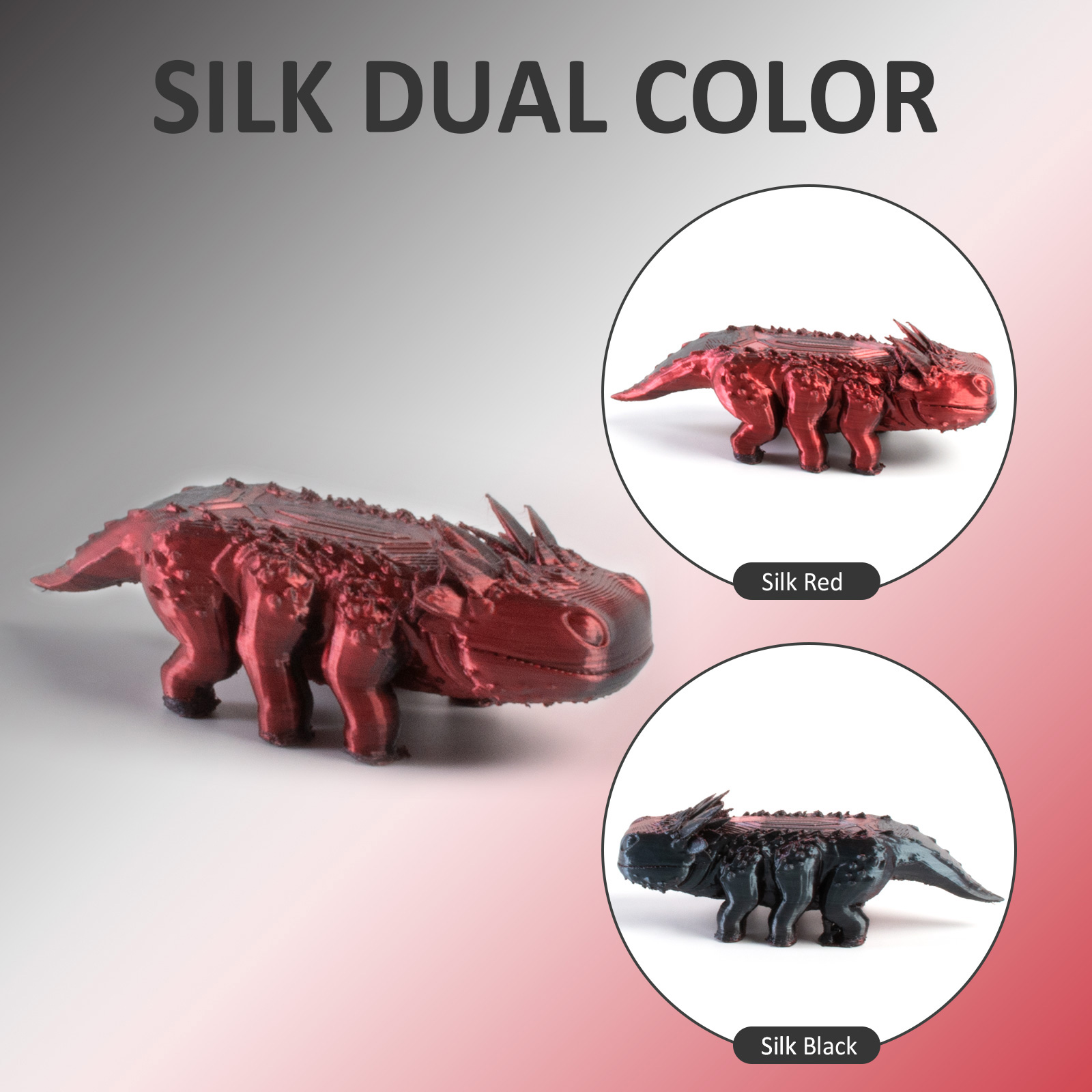 Geeetech Filament Silk PLA Dual Gradient Multi-Color 1.75mm 1KG For 3D Printer - Picture 17 of 51