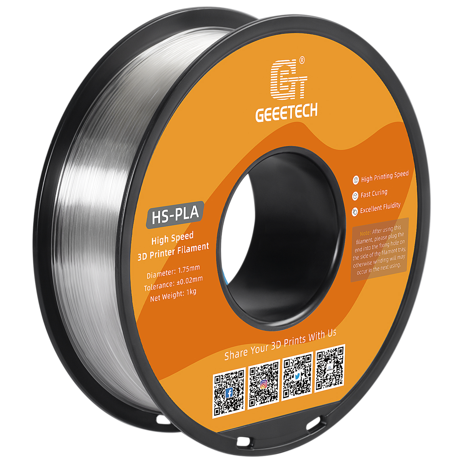 Geeetech 3D Printers HS-PLA Filament 1.75mm 1KG/roll 16 Color Choose Consumables