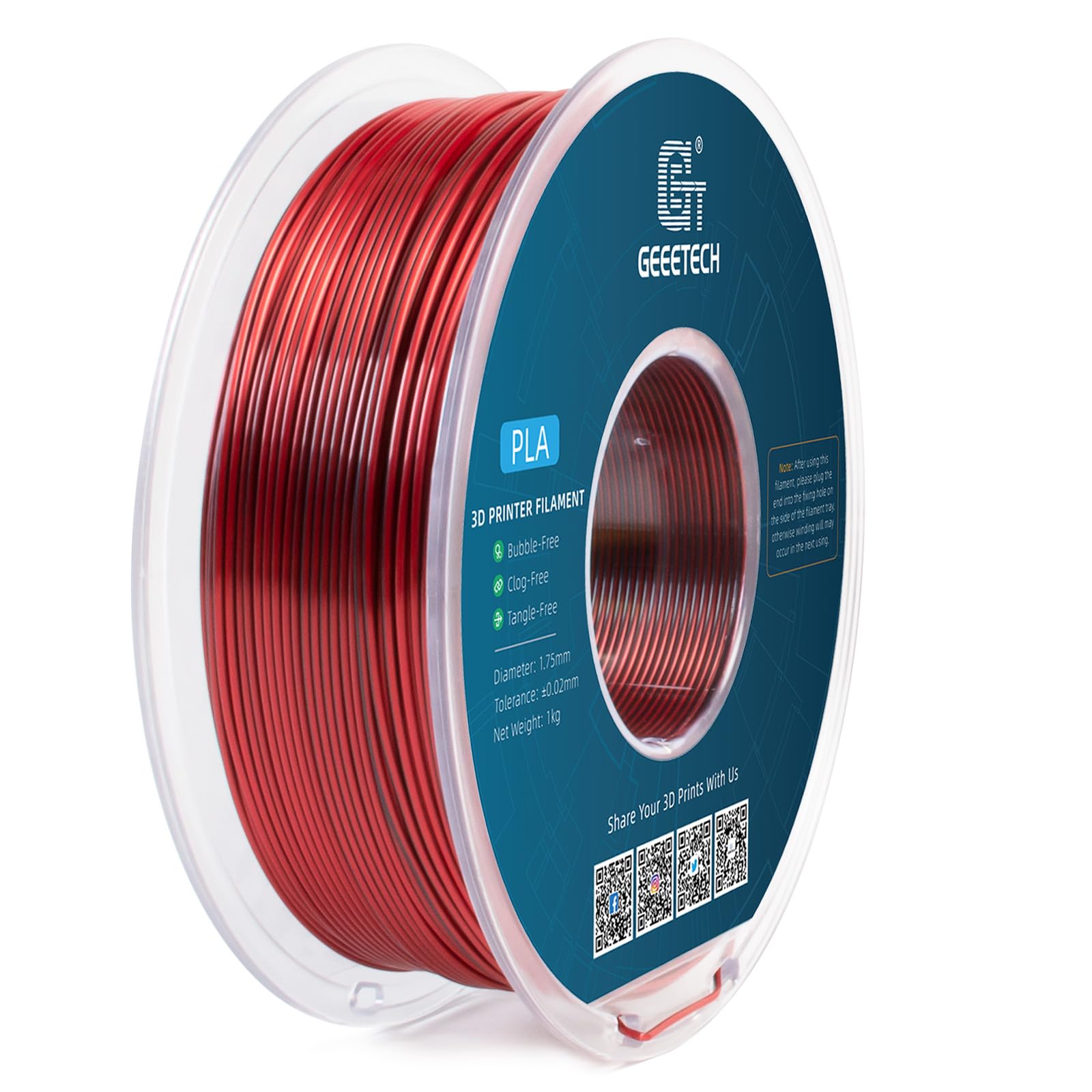 Geeetech 3D Printer Filament Silk PLA Dual Color Multi-color colorful 1.75mm 1KG