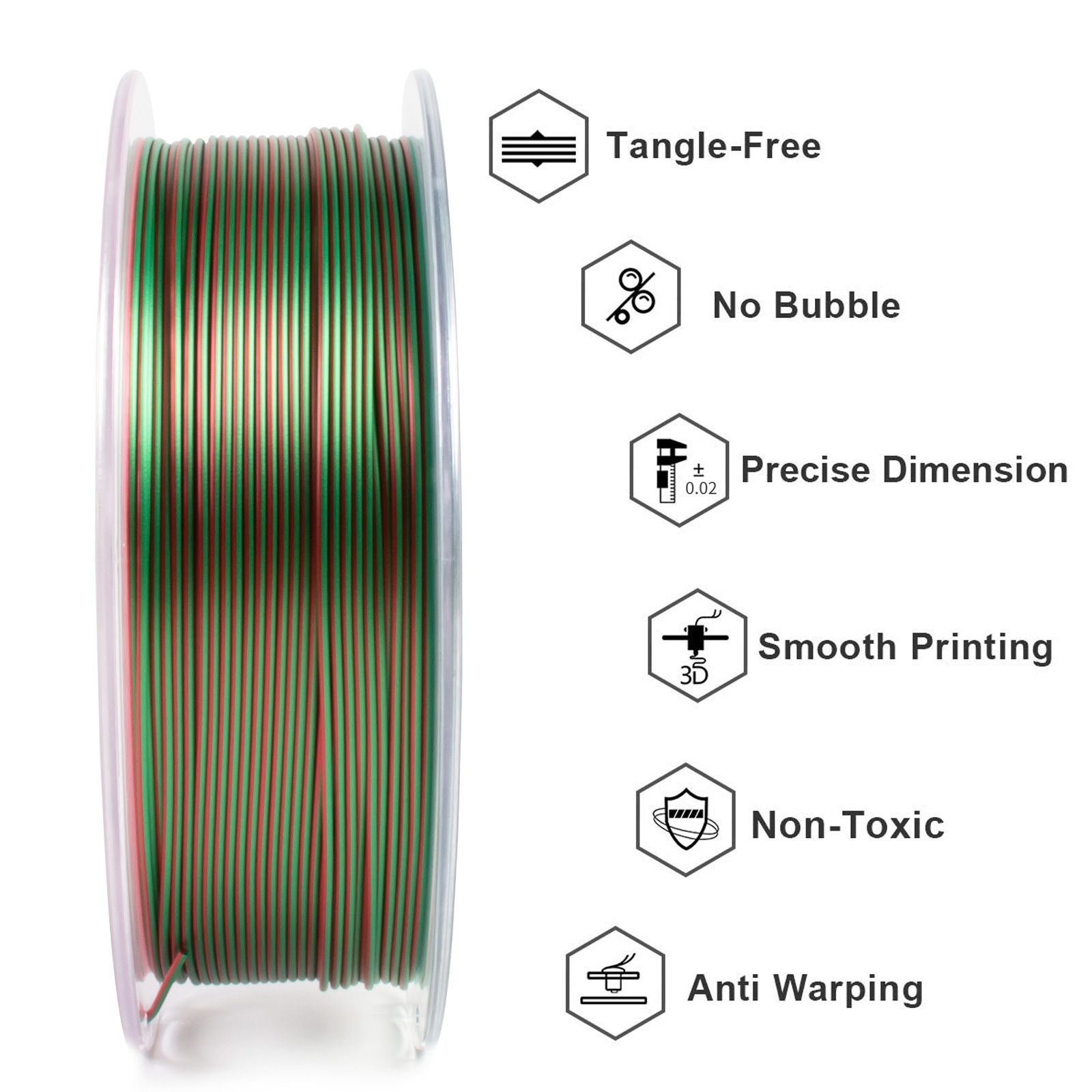 Geeetech 3D Printer Filament Silk PLA Dual Color Multi-color colorful 1.75mm 1KG